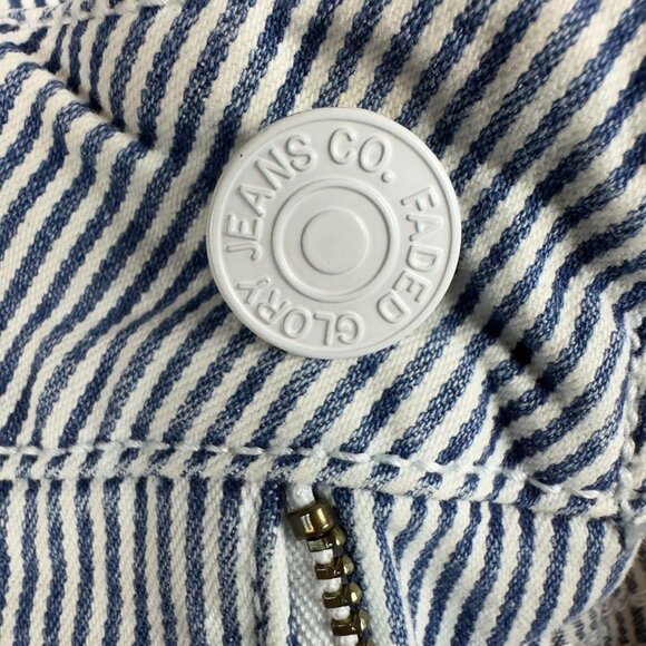 Faded Glory Bermuda Denim Shorts Womens 12 Striped Blue White Cotton Blend - Picture 5 of 12